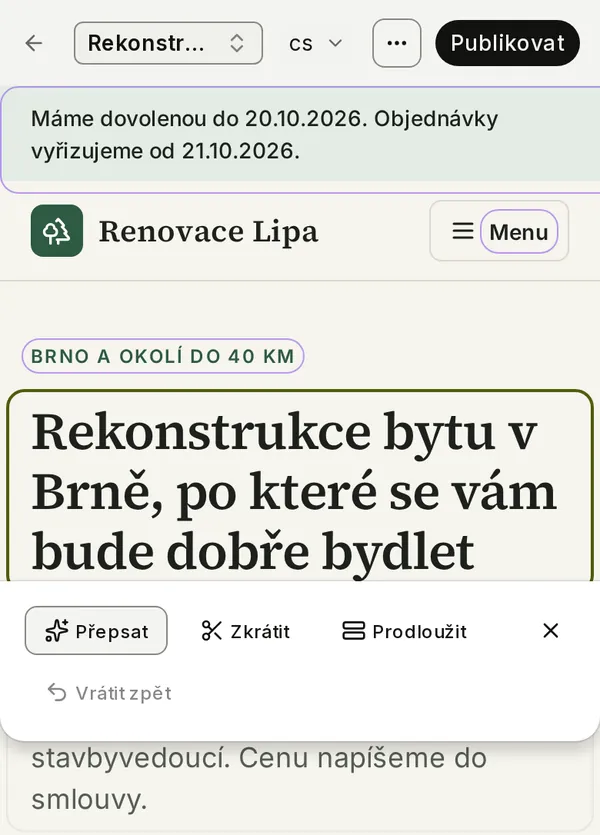 Kliknete na text a přepíšete ho.